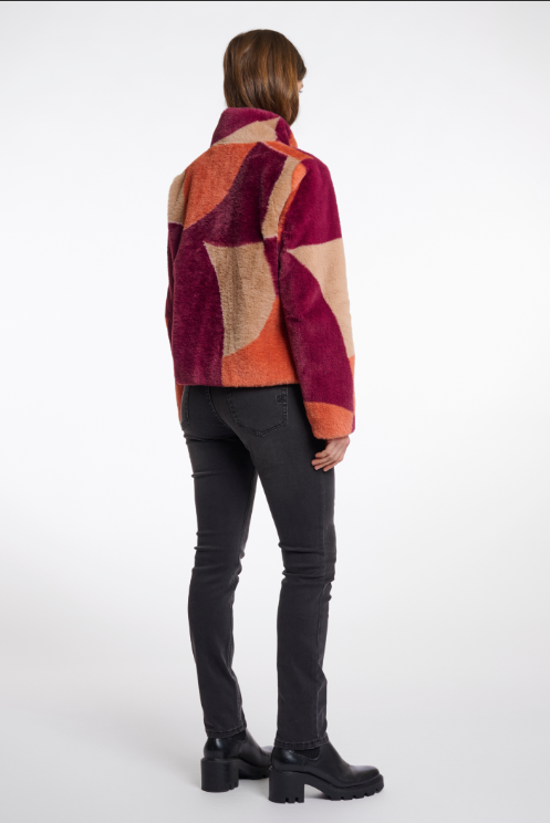 Rino&Pelle ColourBlock Single Breasted Faux Fur Jacket