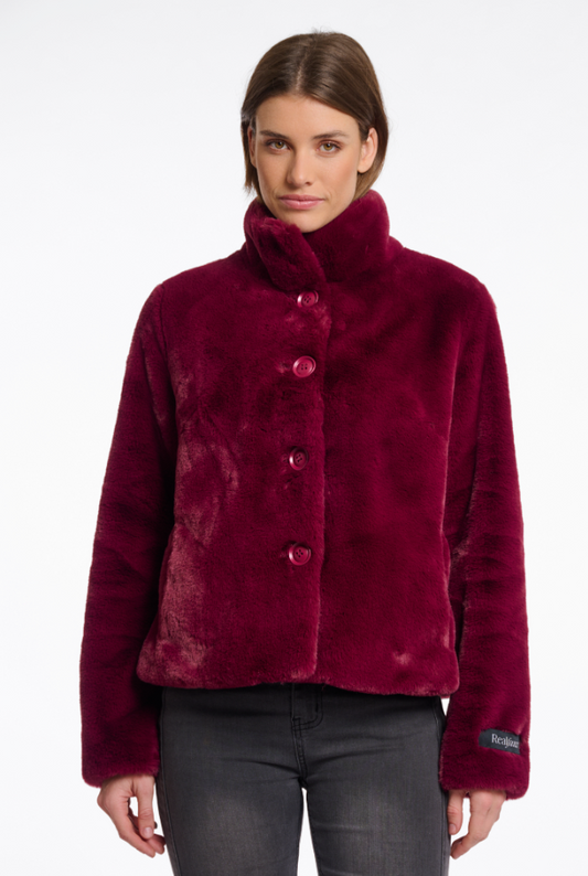 Rino&Pelle Burgundy Faux Fur Short Jacket