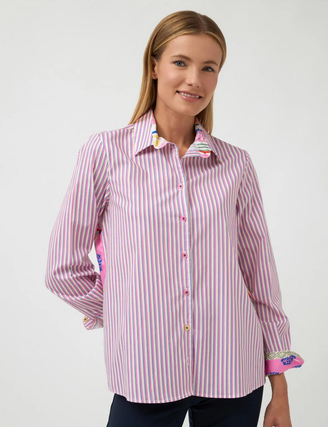 BARILOCHE Lorica Pink Pinstripe Shirt