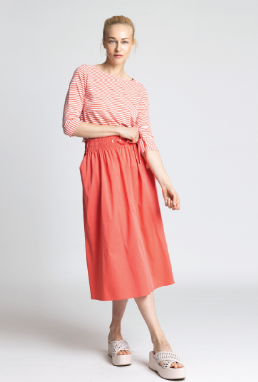 SANI BLU Papaya Striped Top