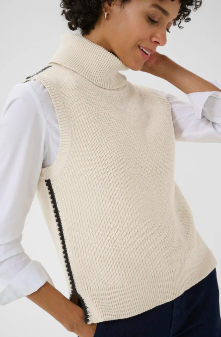 Part Two Polo Neck Knit Sleeveless Jumper