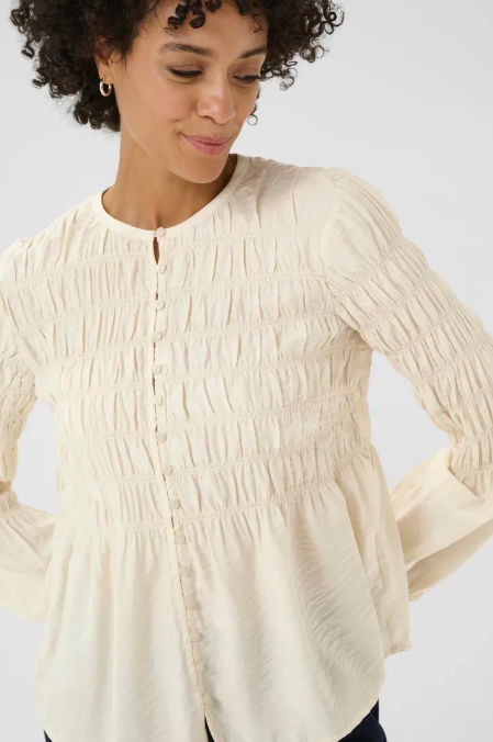 Part Two Cream Crinkle Blouse