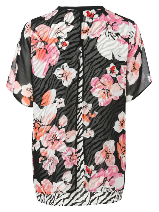 VIA APPIA Dipped Hem Floral Top