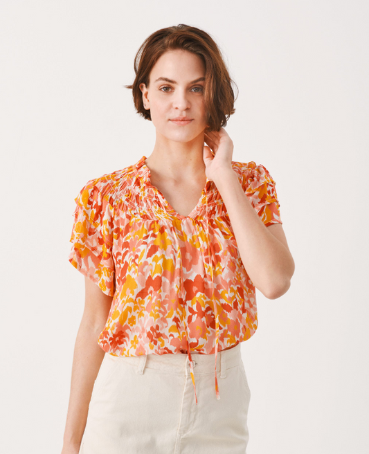 Part Two Orange Floral Print Blouse