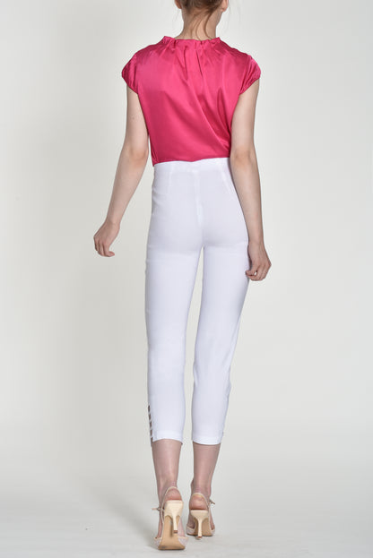 Robell Lena 09 White Cropped Trousers