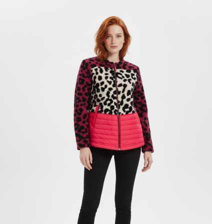 SCORZZO Animal Print Padded Jacket