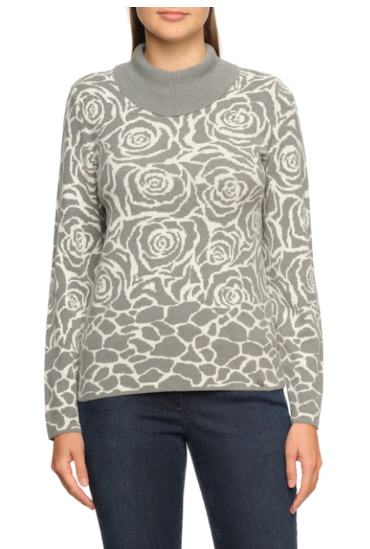 Gollehaug Grey and Cream Poloneck Sweater