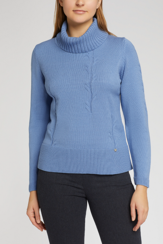 Gollehaug Powder Blue Chunky Knit Poloneck Jumper