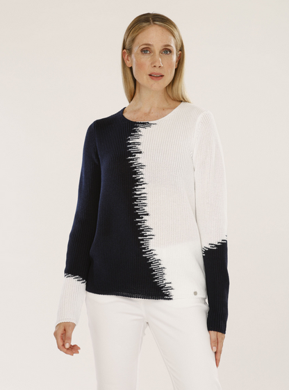 Gollehaug Navy and White Knit Jumper