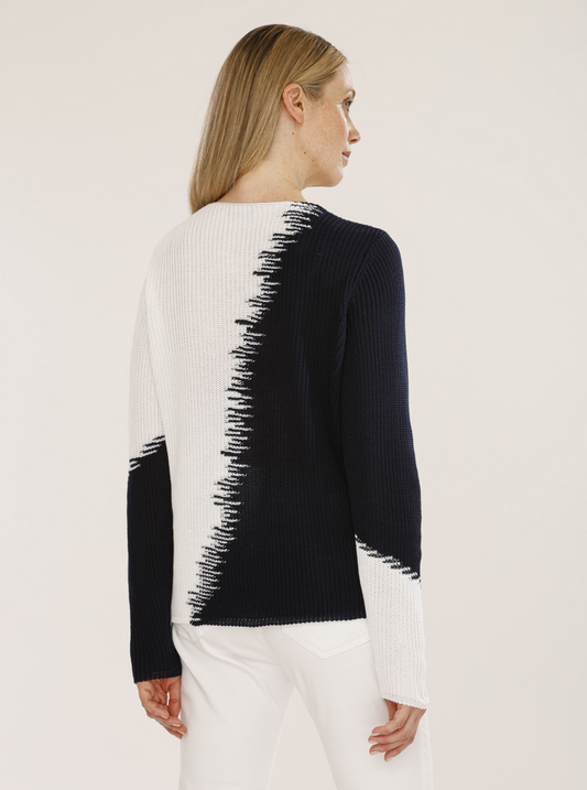 Gollehaug Navy and White Knit Jumper