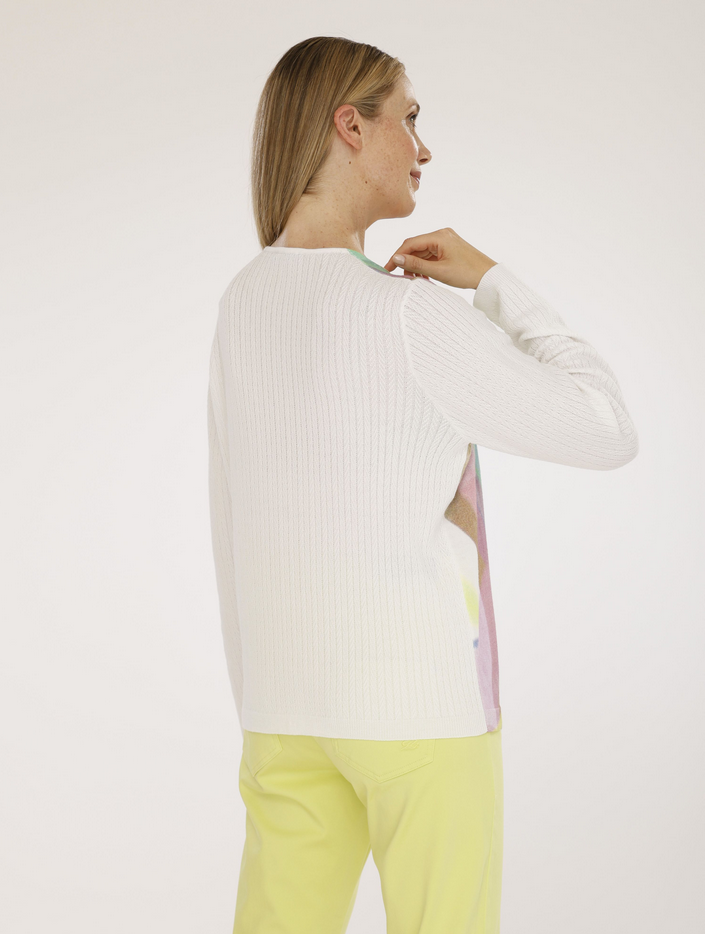 Gollehaug Green and Pink V-Neck Knit Jumper