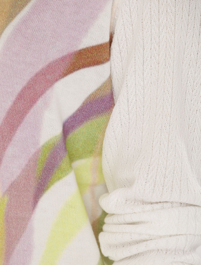 Gollehaug Green and Pink V-Neck Knit Jumper