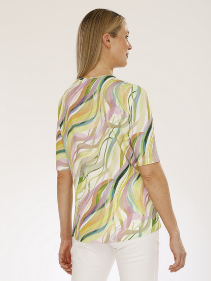 Gollehaug Green and Pink Wave Tshirt