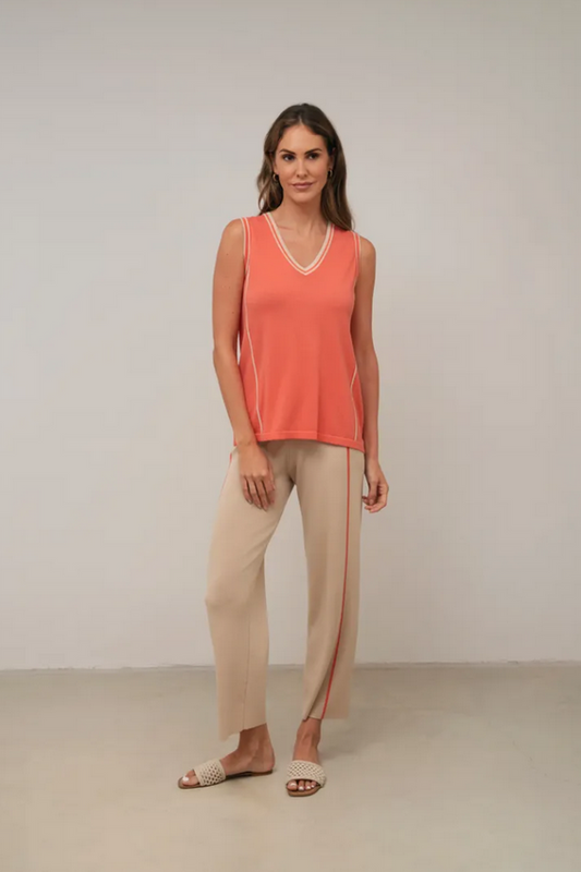 SCORZZO Peach Sleeveless Knit Tank Top