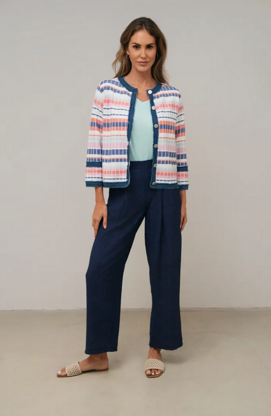 SCORZZO Denim and Pastel Knit Cardigan