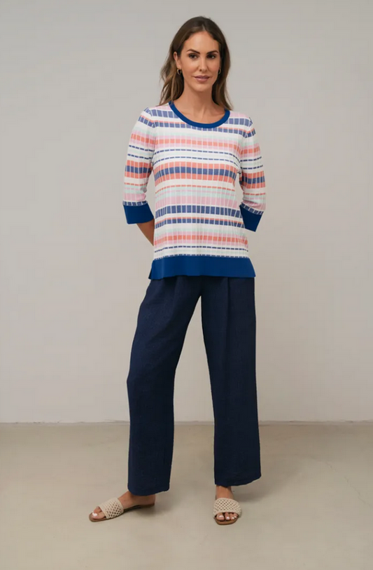 SCORZZO Pastel Stripe Knit Top
