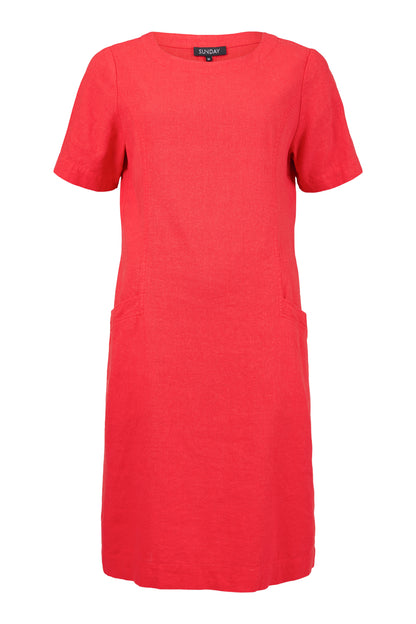 SUNDAY Vermillion Button Back Dress