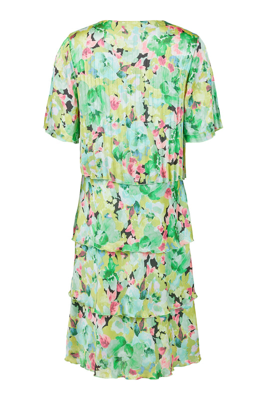 SUNDAY Green and Pink Tiered Dress