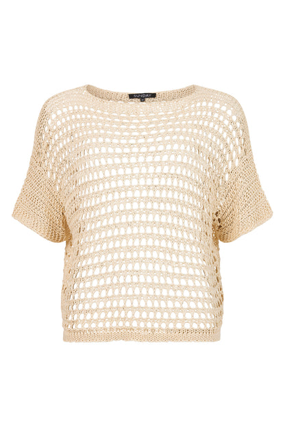 SUNDAY Beige Crochet Jumper