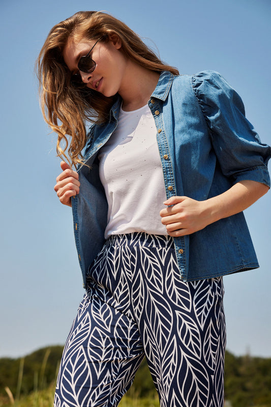 SUNDAY Puff Shoulder Denim Shirt