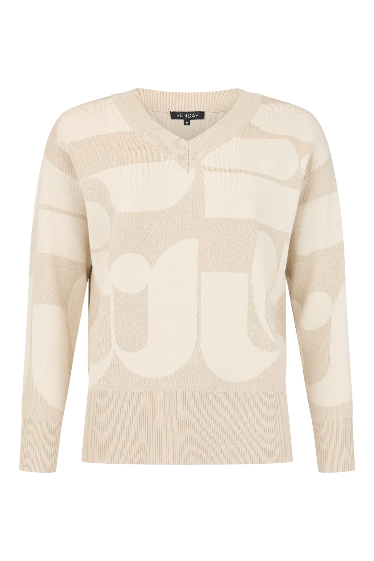SUNDAY Beige and Cream Intarsia Knit Jumper