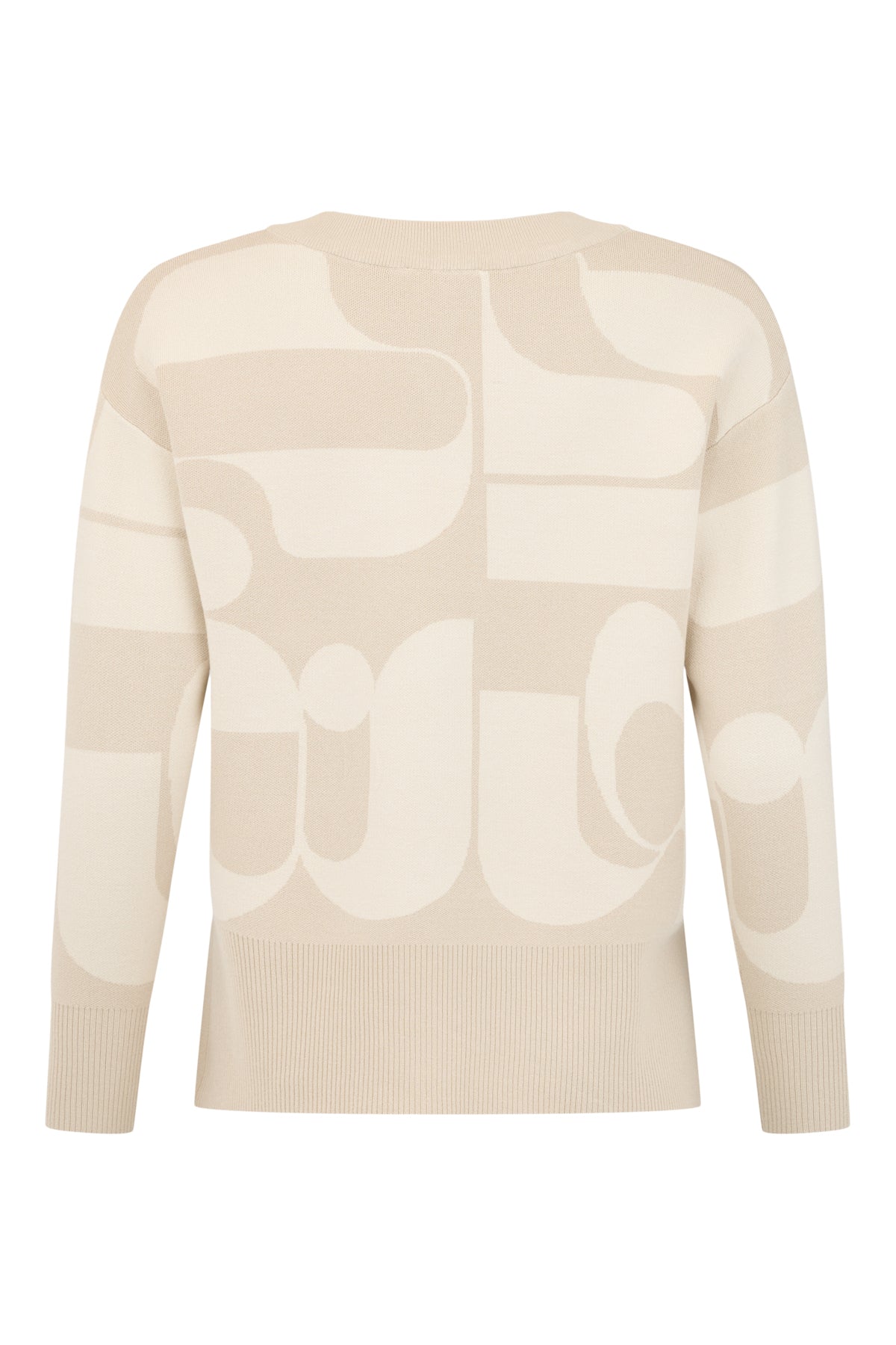 SUNDAY Beige and Cream Intarsia Knit Jumper