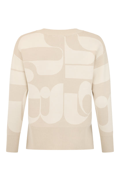 SUNDAY Beige and Cream Intarsia Knit Jumper
