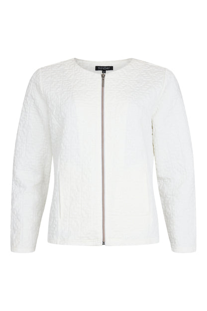 SUNDAY Textured White Knit Jacket