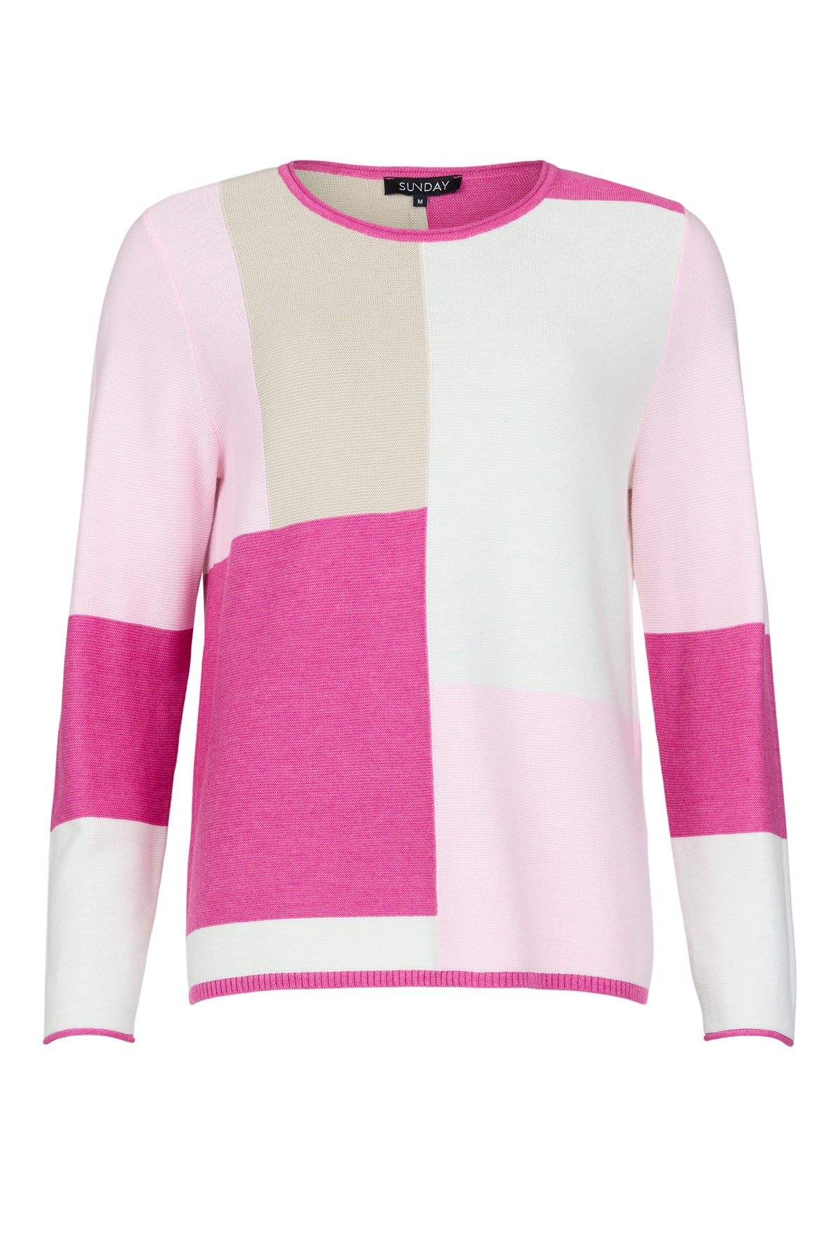 SUNDAY Pink Colourblock Classic Jumper