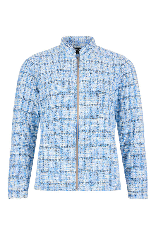 SUNDAY Blue Tweed Zip Jacket