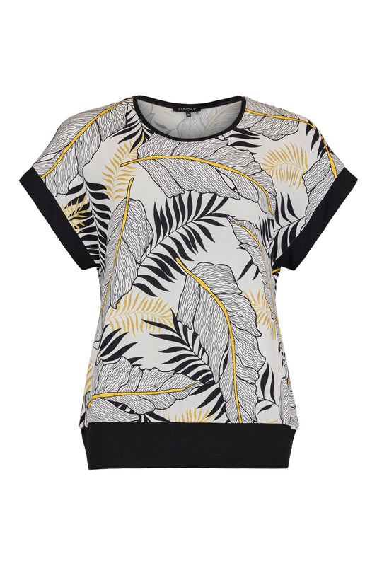 SUNDAY Black Trim Yellow Printed T-Shirt
