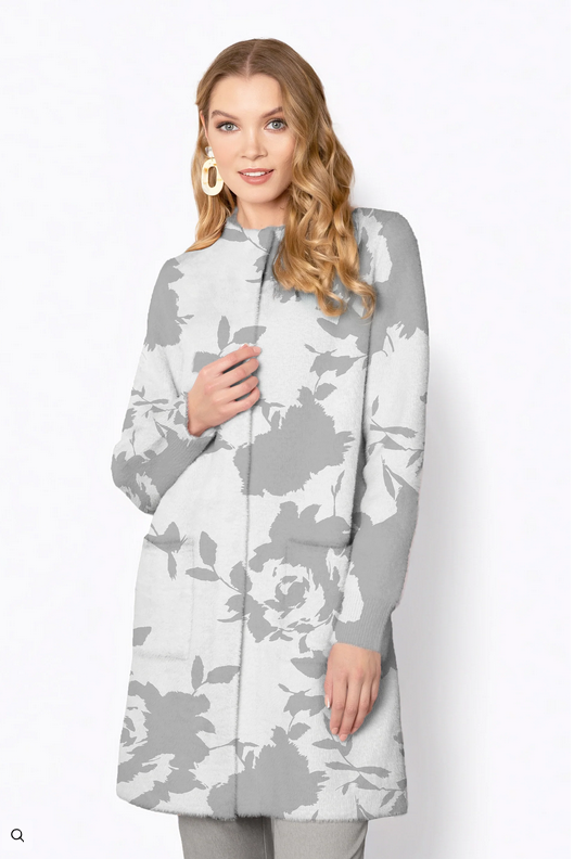 PASSIONI Grey and Cream Knit Jacket