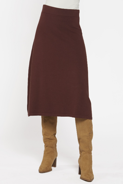 SCORZZO Brown Knit Midi Skirt