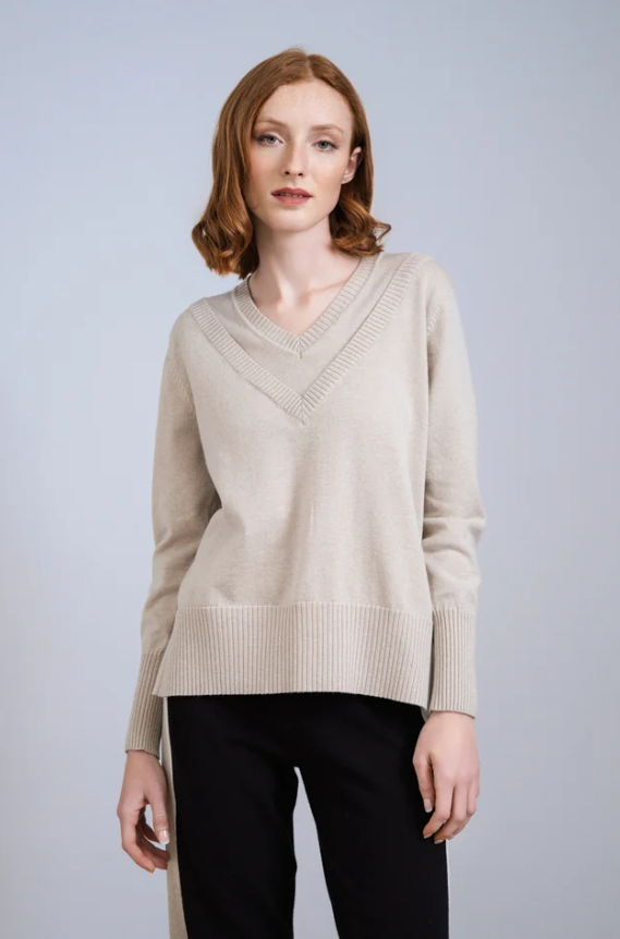 SCORZZO Double V-Neck Lurex Knit Jumper