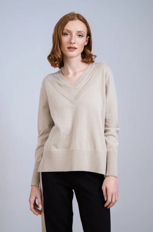 SCORZZO Double V-Neck Lurex Knit Jumper