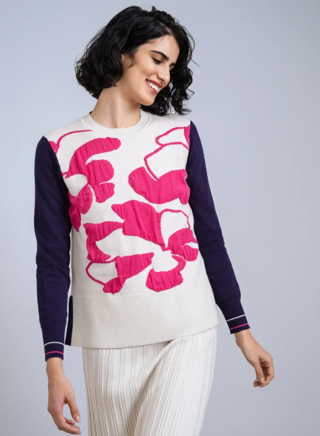 SCORZZO Pink Flower Knit Jumper