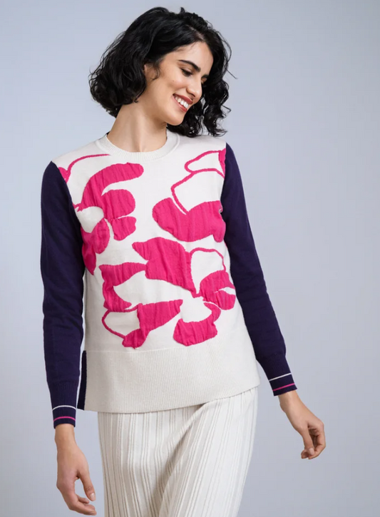 SCORZZO Pink Flower Knit Jumper