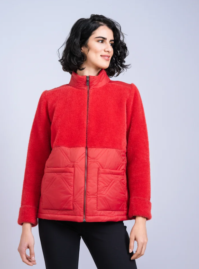 SCORZZO Red Zip Up Knit Jacket