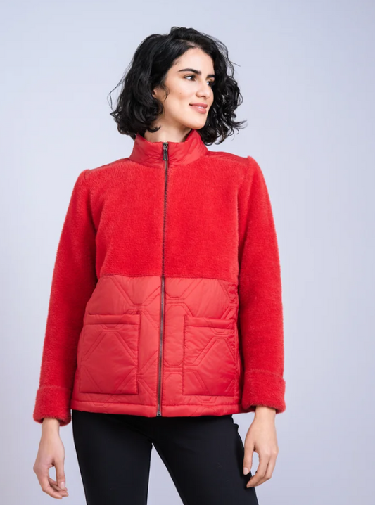 SCORZZO Red Zip Up Knit Jacket
