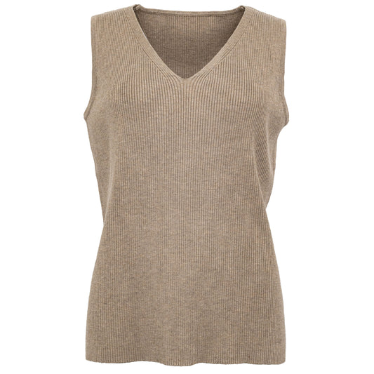 COSTAMANI Taupe Sleeveless Knitted Vest
