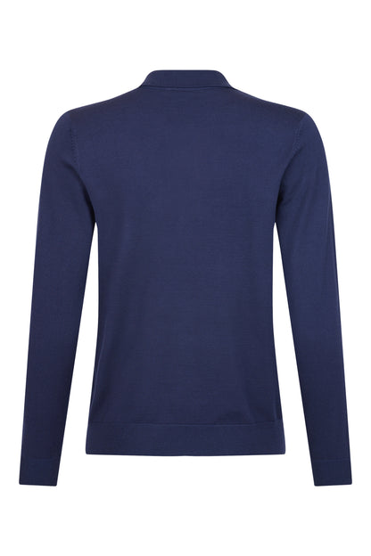 SUNDAY Navy Long Sleeve Polo Shirt Top