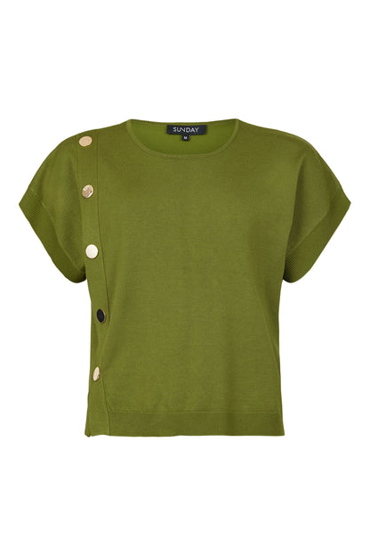 SUNDAY Green Short-Sleeve Knit Top