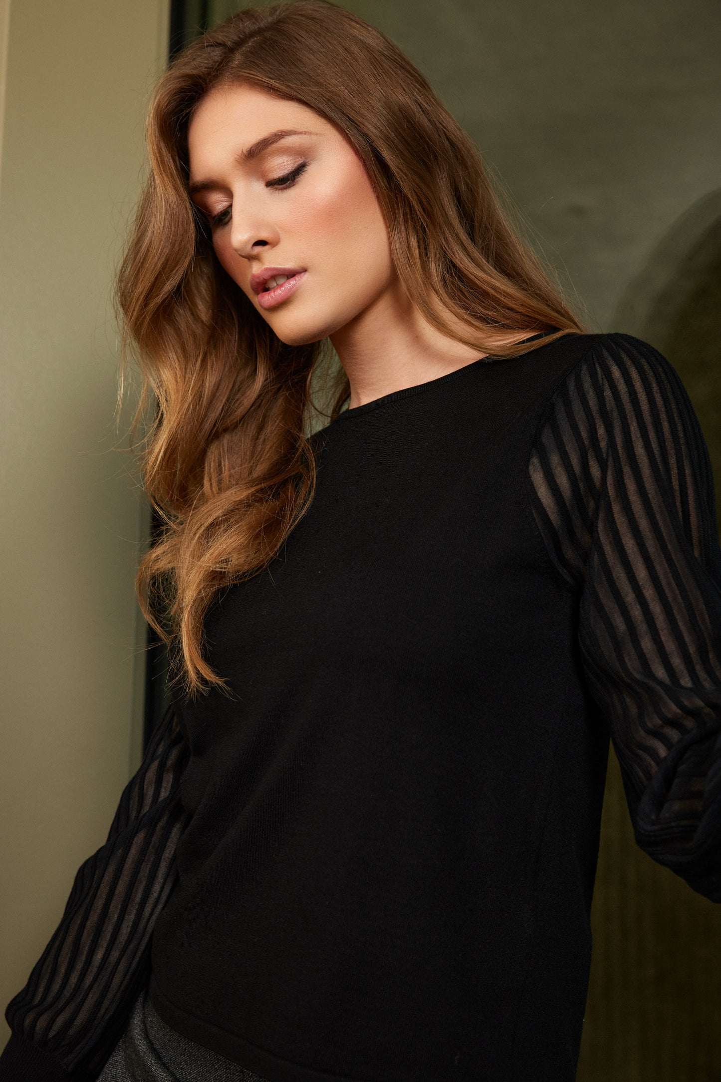 SUNDAY Black Pleated Blouse