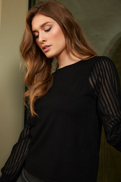 SUNDAY Black Pleated Blouse