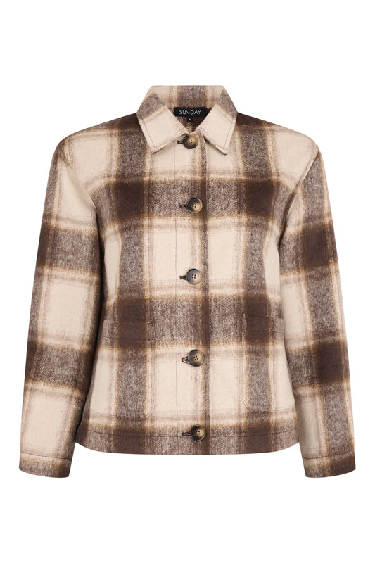 SUNDAY Brown Check Shacket