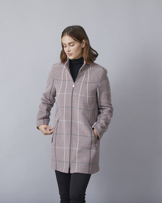 Junge Pink Check Marie Wool Coat