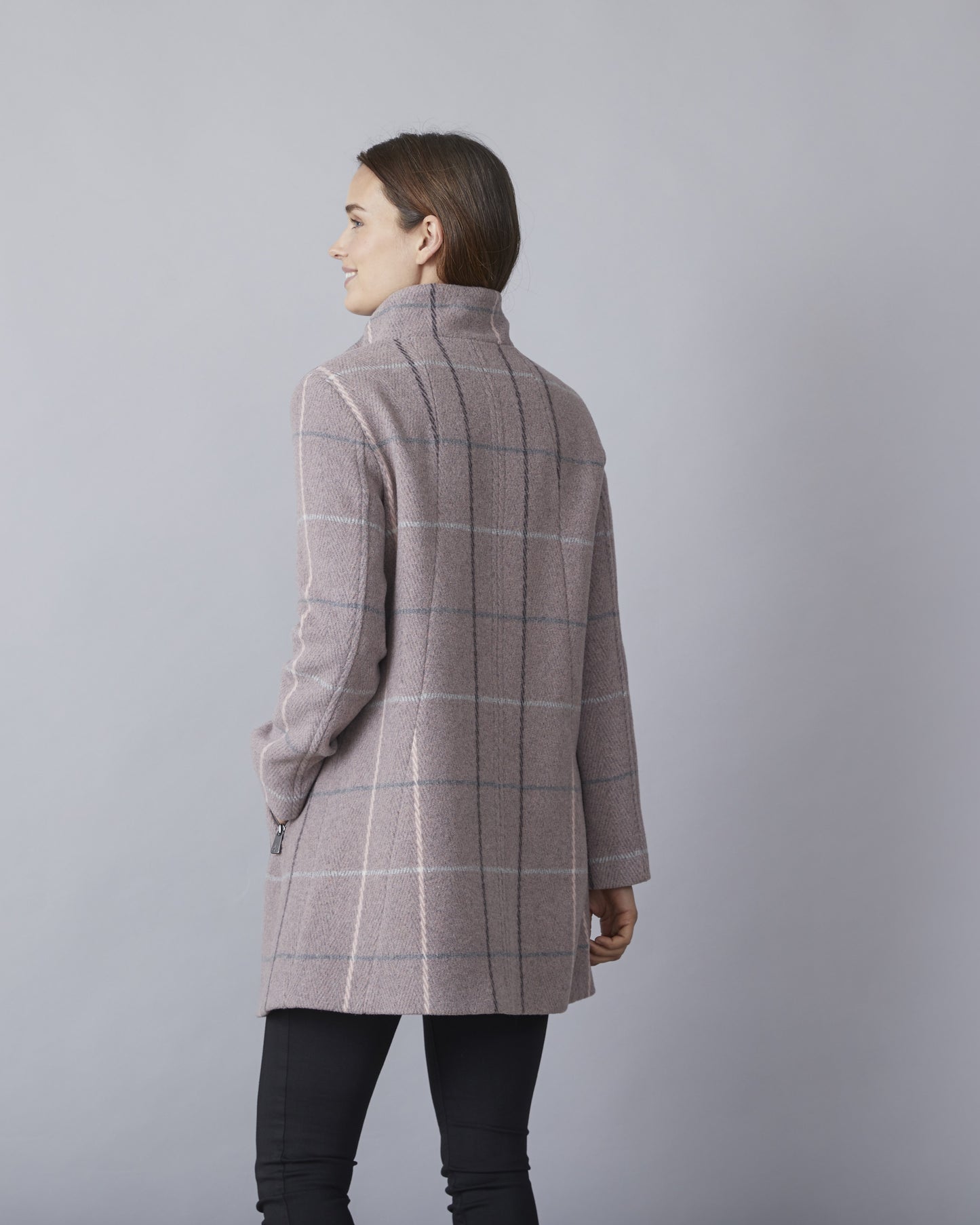 Junge Pink Check Marie Wool Coat