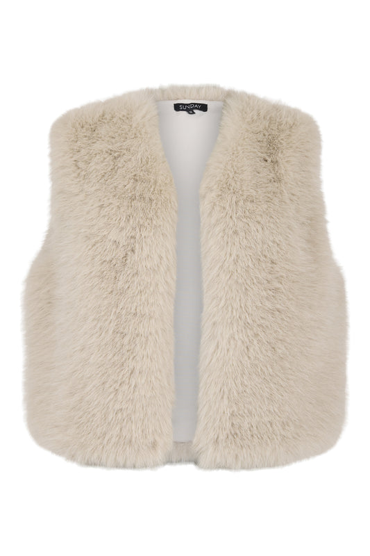 SUNDAY Cream Faux Fur Gilet