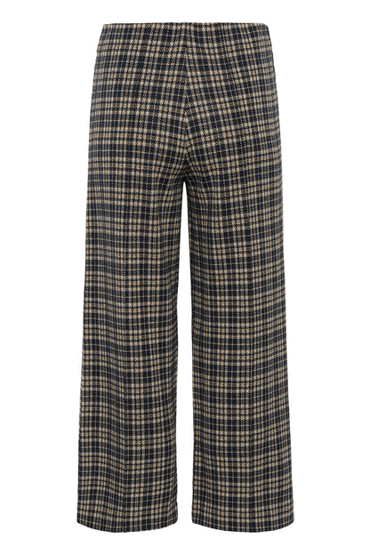 Part Two Dark Navy Check Wide Leg Trousers