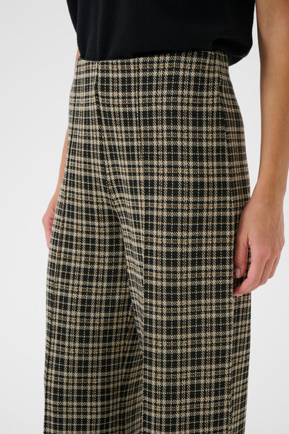 Part Two Dark Navy Check Wide Leg Trousers